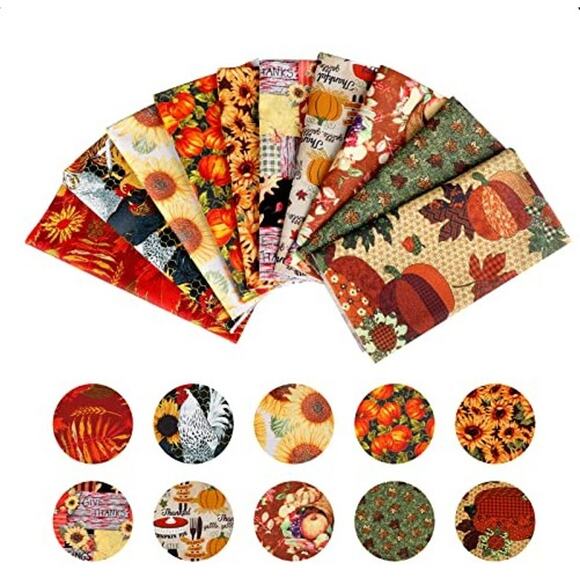 NEW Souarts 10 Piece Thanksgiving Autumn Fall Quilt Cloth Sewing Cfraft Fabric - Picture 1 of 2